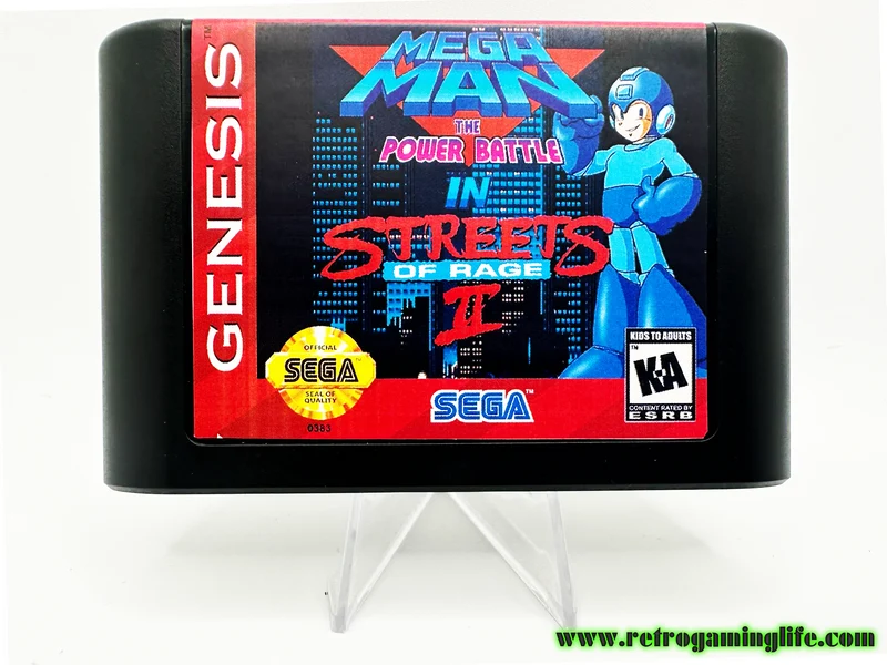 MEGA MAN: THE POWER BATTLE in STREETS OF RAGE II Sega Genesis Repro Cart