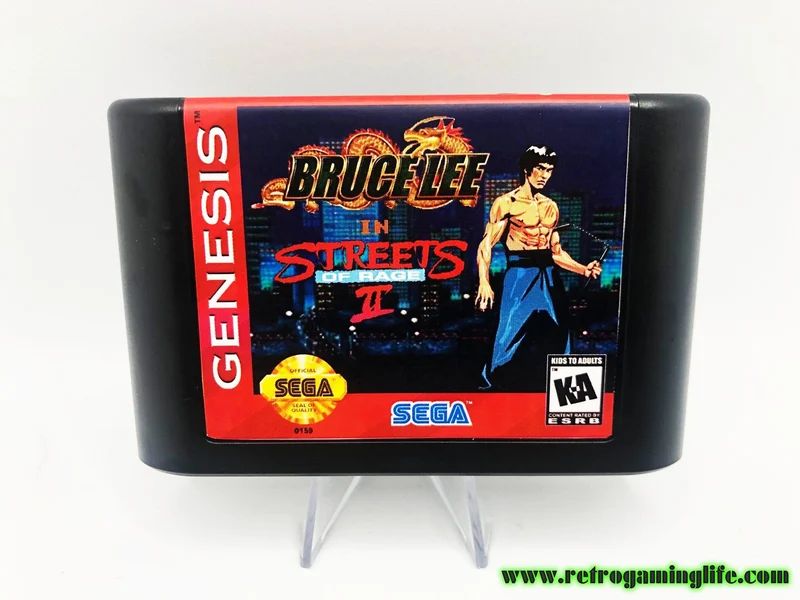 Bruce Lee in Streets of Rage 2 Sega Genesis Game Cart Repro