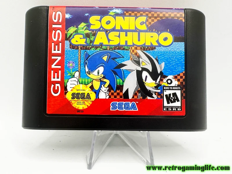 Sonic and Ashuro Cart Sega Genesis Reproduction Video Game Cart