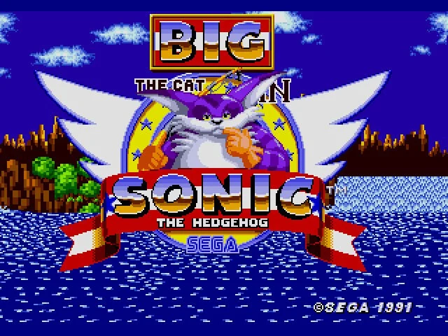 Big the Cat in Sonic the Hedgehog Sega Genesis Game Cart Repro