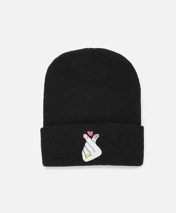Embroidered Diamond Beanie Hat