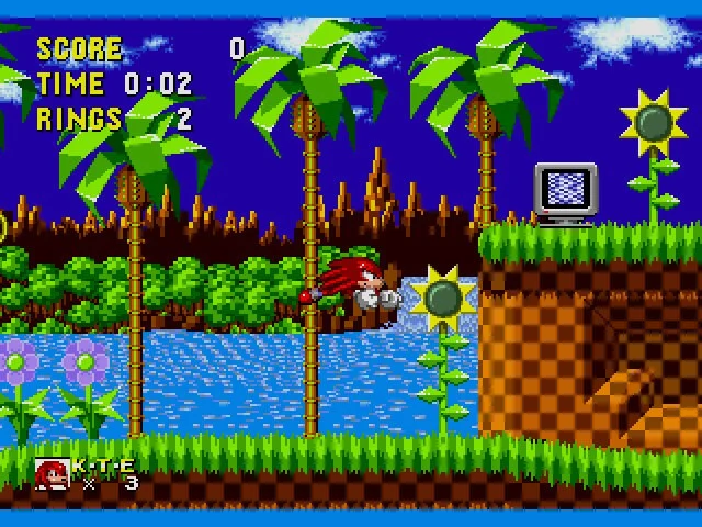 Knuckles the Echidna in Sonic the Hedgehog Sega Genesis Game Cart Repro