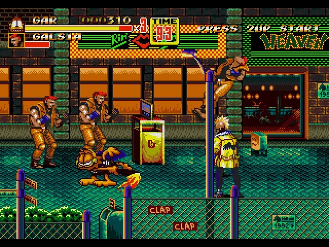 Garfield in Streets of Rage 2 Sega Genesis Game Cart