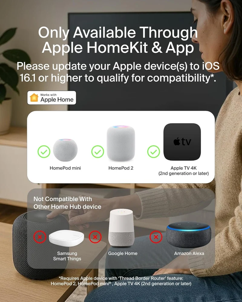 Wemo Smart Plug with Thread - Smart Outlet for Apple HomeKit - Smart Home Products, Smart Home Lighting, Smart Home Gadgets - Homekit Smart Plug - Works W/ Apple iPhone, Easy NFC Set Up, White