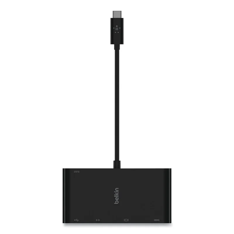 Belkin USB-C Multimedia + Charge Adapter, 4K HDMI/USB-A/USB-C/VGA, 4.9 ft, Black