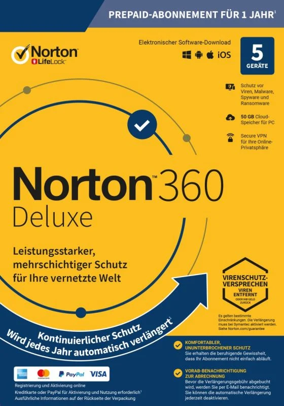 Norton 360 ABO Deluxe inkl. 50GB (5 Device - 1 Jahr) ESD