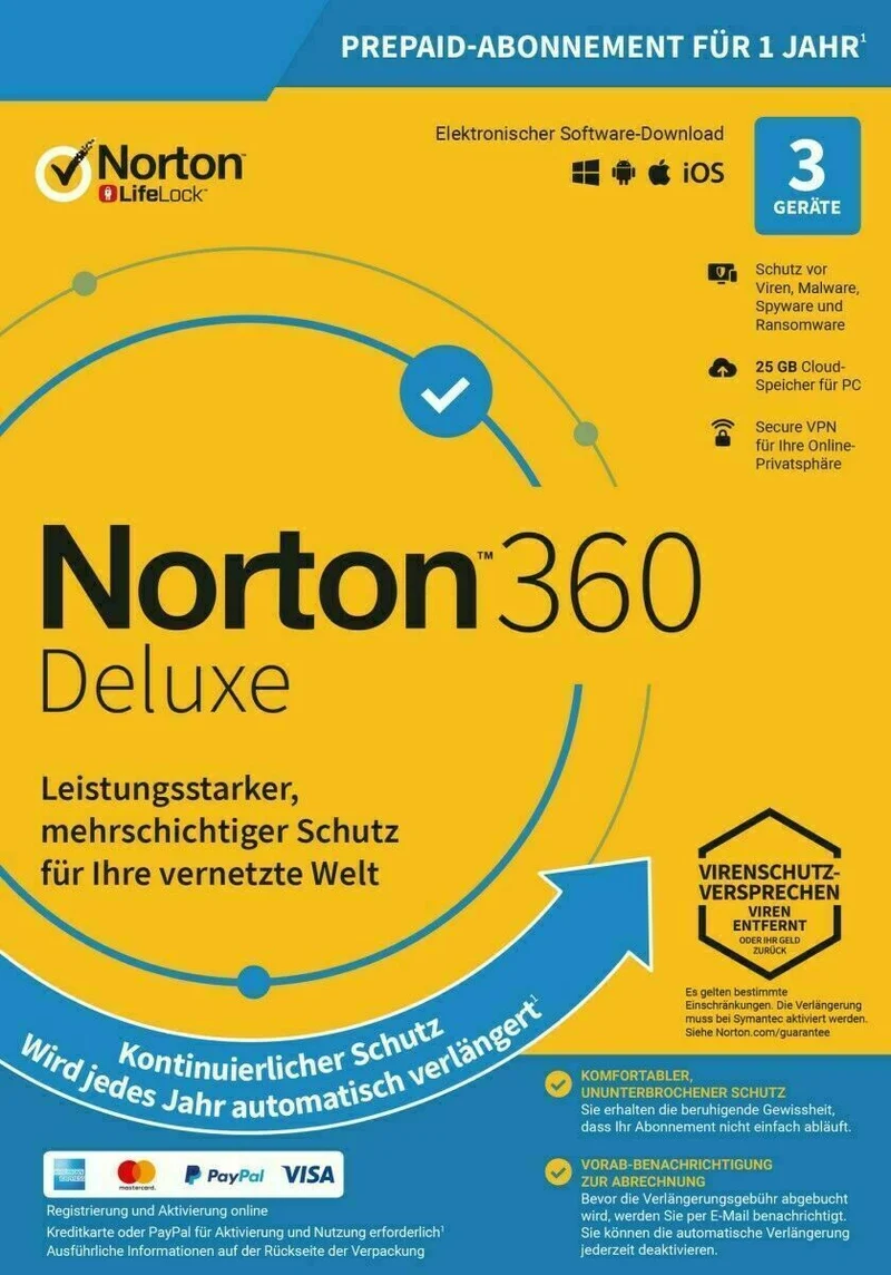 Norton 360 ABO Deluxe inkl. 25GB (3 Device - 1 Jahr) ESD