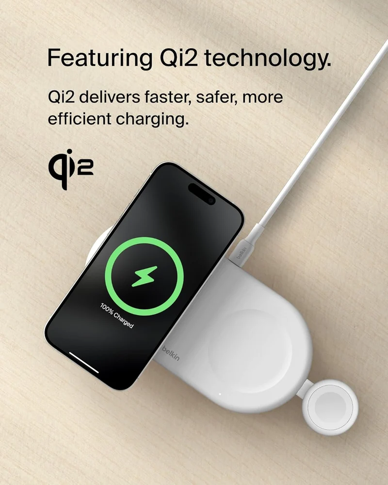 Belkin 3-in-1 MagSafe-Compatible Wireless Charging Pad with Qi2 15W - iPhone Charger - Fast Charging Wireless Charging Station for iPhone 17, 16, & 15 Series, AirPods, Apple Watch, & More - Black