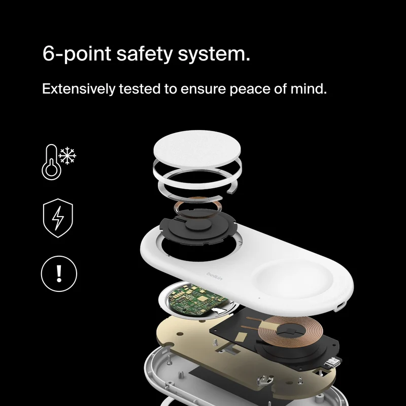 Belkin 3-in-1 MagSafe-Compatible Wireless Charging Pad with Qi2 15W - iPhone Charger - Fast Charging Wireless Charging Station for iPhone 17, 16, & 15 Series, AirPods, Apple Watch, & More - Black