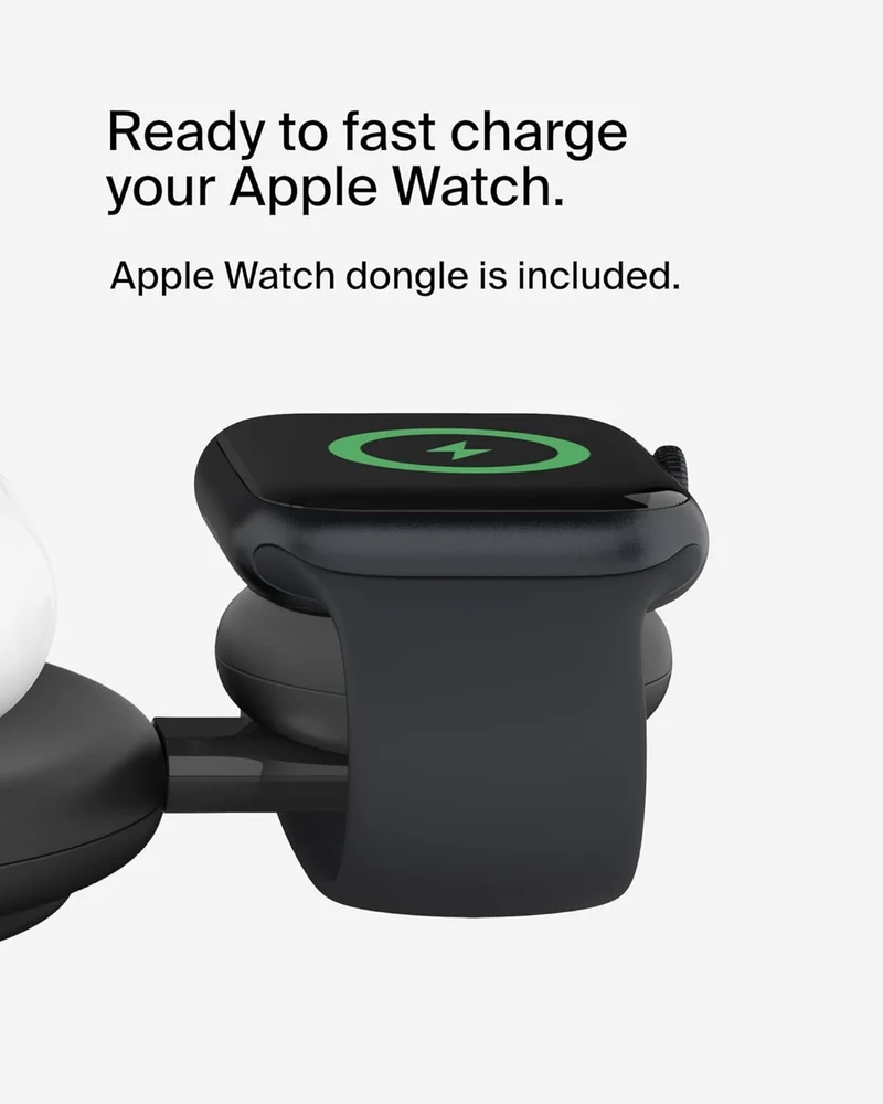 Belkin 3-in-1 MagSafe-Compatible Wireless Charging Pad with Qi2 15W - iPhone Charger - Fast Charging Wireless Charging Station for iPhone 17, 16, & 15 Series, AirPods, Apple Watch, & More - Black