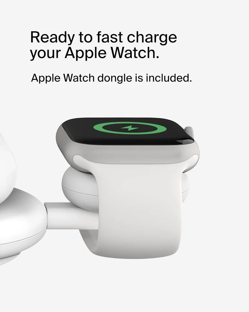 Belkin 3-in-1 MagSafe-Compatible Wireless Charging Pad with Qi2 15W - iPhone Charger - Fast Charging Wireless Charging Station for iPhone 17, 16, & 15 Series, AirPods, Apple Watch, & More - Black