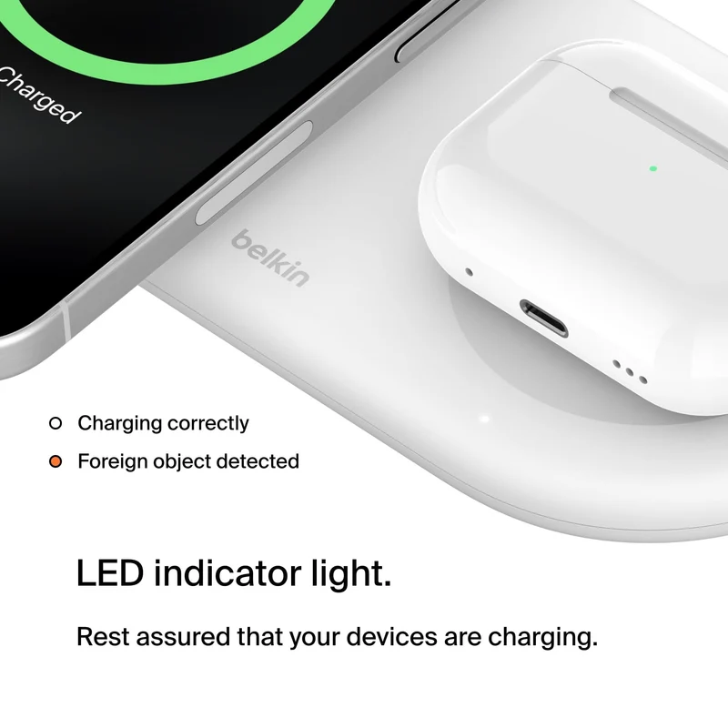 Belkin 3-in-1 MagSafe-Compatible Wireless Charging Pad with Qi2 15W - iPhone Charger - Fast Charging Wireless Charging Station for iPhone 17, 16, & 15 Series, AirPods, Apple Watch, & More - Black