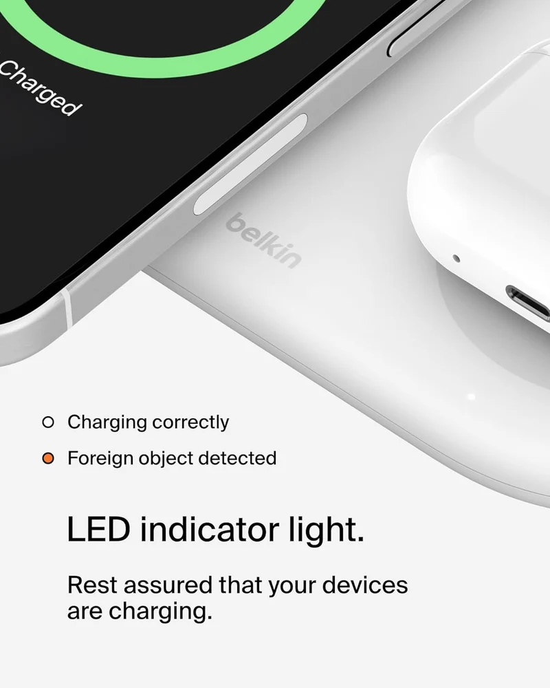 Belkin 3-in-1 MagSafe-Compatible Wireless Charging Pad with Qi2 15W - iPhone Charger - Fast Charging Wireless Charging Station for iPhone 17, 16, & 15 Series, AirPods, Apple Watch, & More - Black