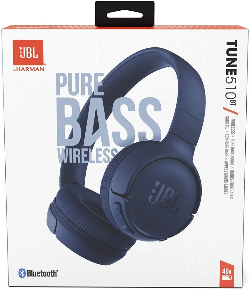 JBL Tune 510BT: Wireless On-Ear Headphones with Purebass Sound (Renewed)