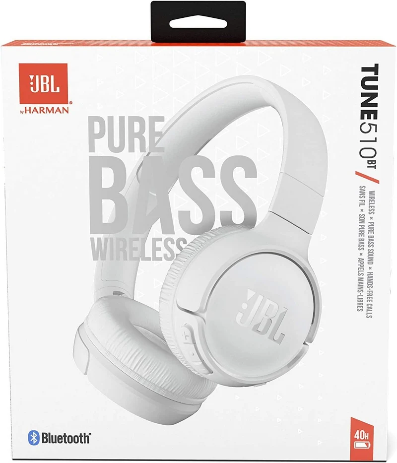 JBL Tune 510BT: Wireless On-Ear Headphones with Purebass Sound (Renewed)