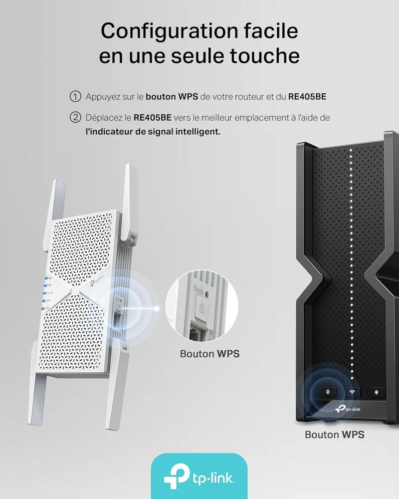 TP-Link RE405BE - BE6500 WLAN Signal Booster 7 Dual Band 6.5 Gbit/s with 2.5GbE Connection and EasyMesh Compatibility