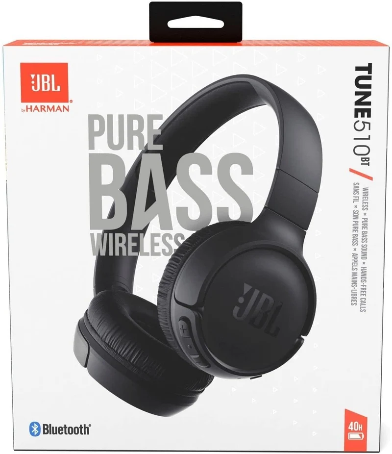 JBL Tune 510BT: Wireless On-Ear Headphones with Purebass Sound - White (Renewed)