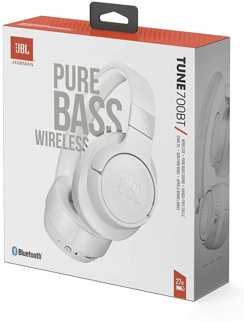 JBL TUNE 700BT - Wireless Over-Ear Headphones - White (Renewed)