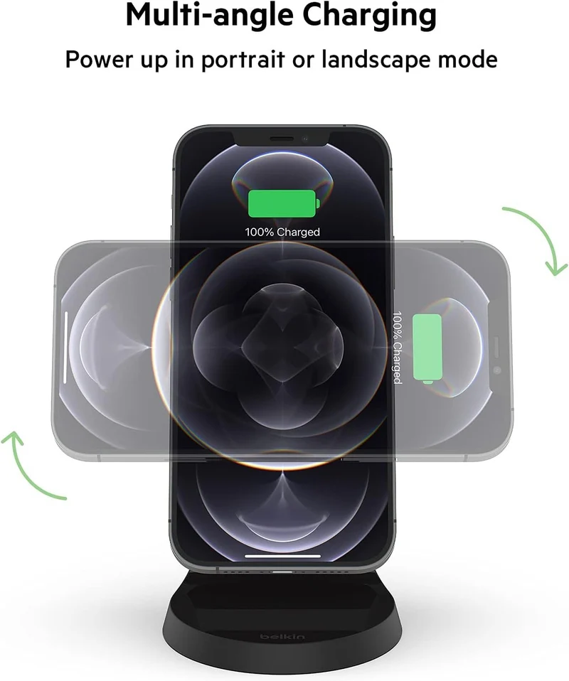 Belkin Magnetic Wireless Charger, (Power Supply Included) Wireless Charging Stand, Compatible with MagSafe for iPhone 12, 13, Pro, Pro Max, and Mini - Black