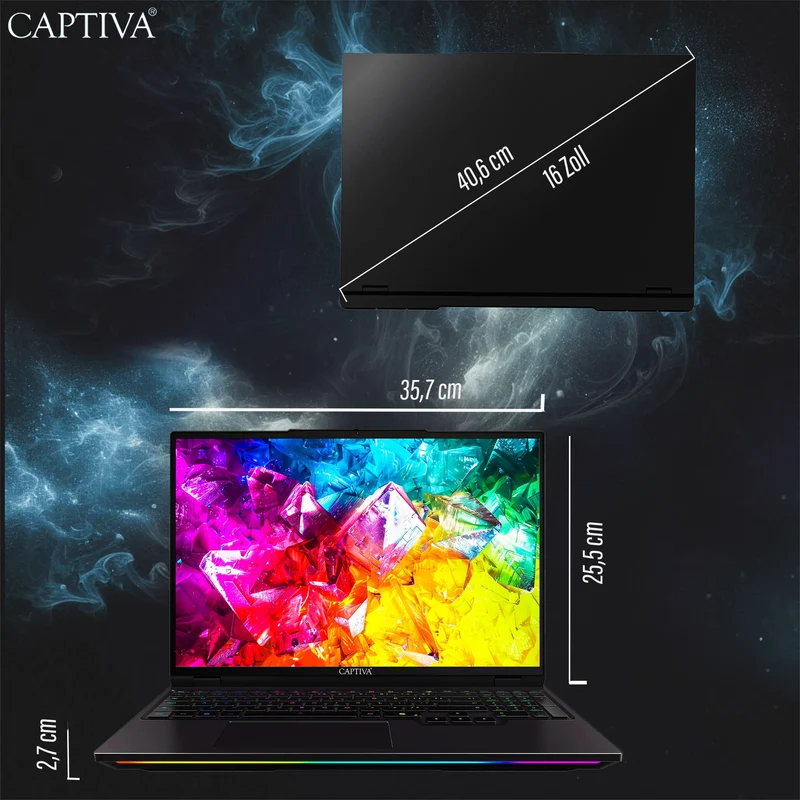 Captiva Notebook Highend Gaming Ryzen 9 9955HX (16,0", 64GB, 2TB SSD, GeForce RTX5080 16GB)