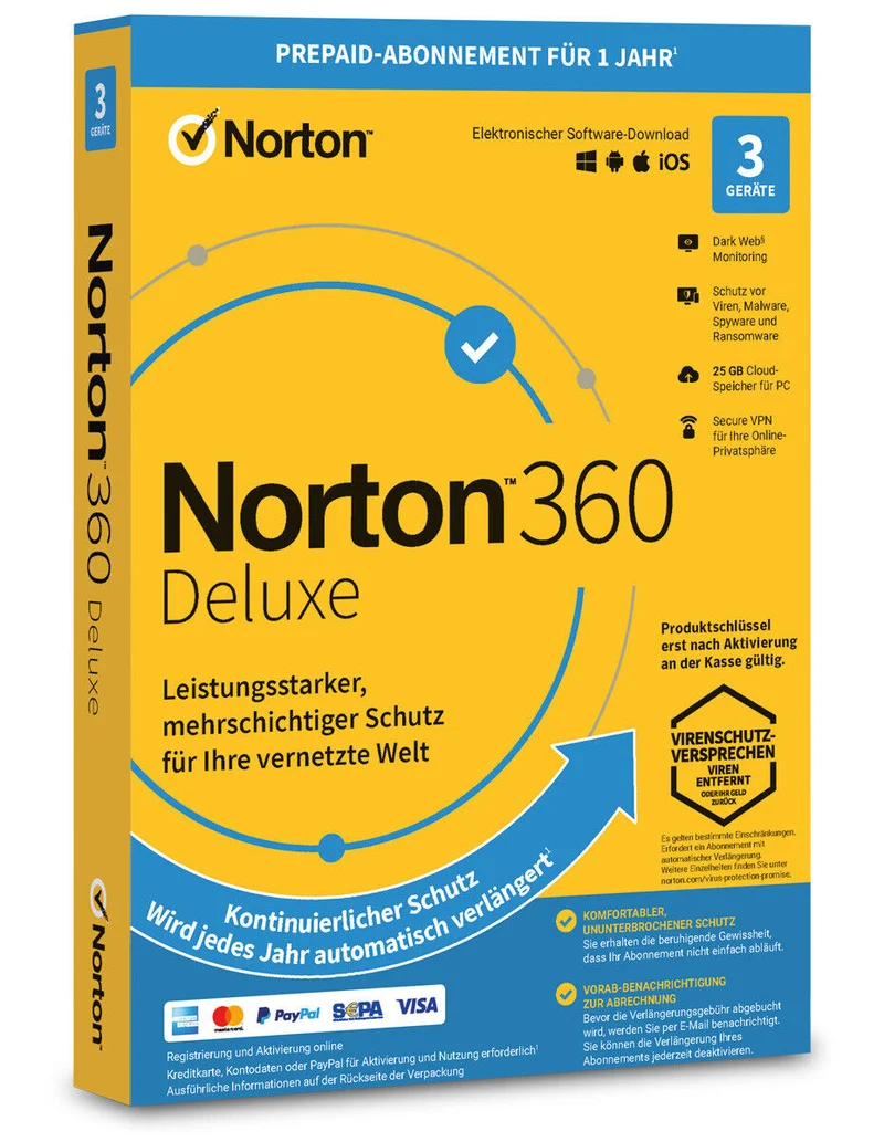 Norton 360 kein ABO Deluxe inkl. 25GB (3 Device - 1 Jahr) ESD