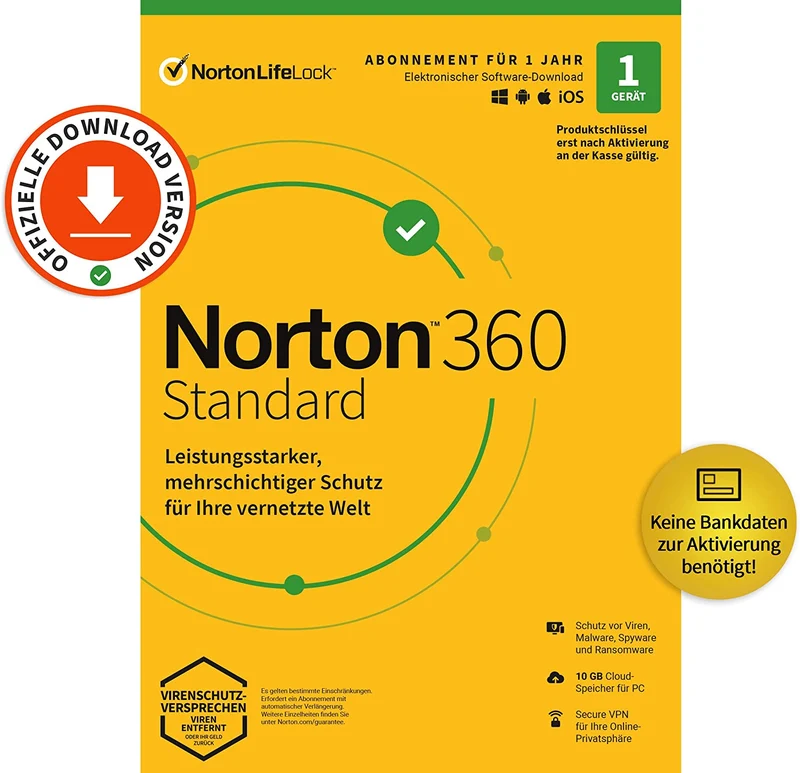 NortonLifeLock Norton 360 Standard, 1 User, 1 Jahr, ESD (deutsch)