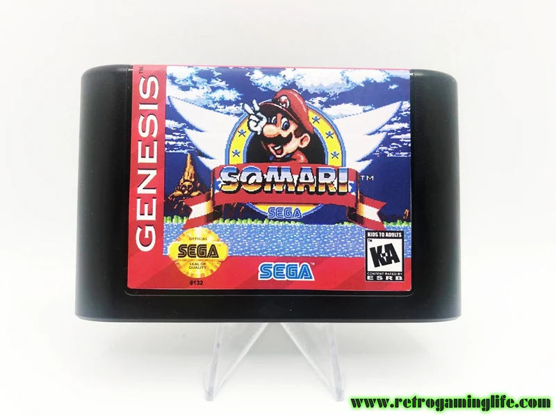 Somari the Adventurer Mario in Sonic Sega Genesis Game Cart