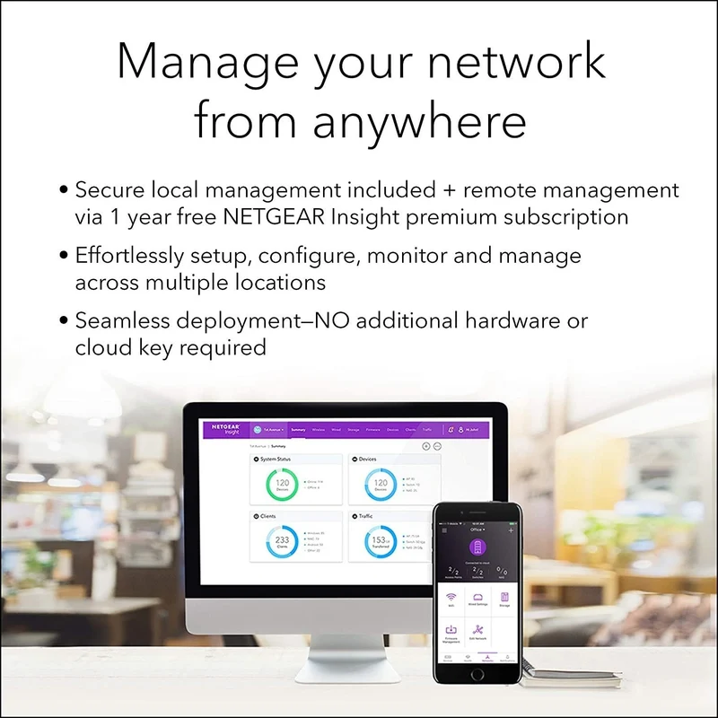 NETGEAR Wireless Mesh Access Point and WiFi Extender (WAC564) - Tri-Band AC3000 WiFi Speed | Up to 600 Devices | 4 x 1G Ethernet LAN Port | MU-MIMO | Includes Insight Remote Management