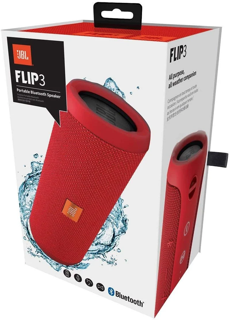 JBL Flip 3 Splashproof Portable Bluetooth Speaker, Gray (Renewed)