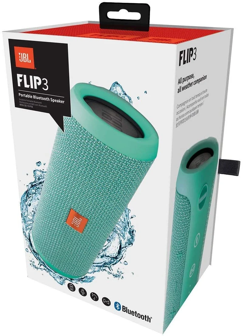 JBL Flip 3 Splashproof Portable Bluetooth Speaker, Gray (Renewed)