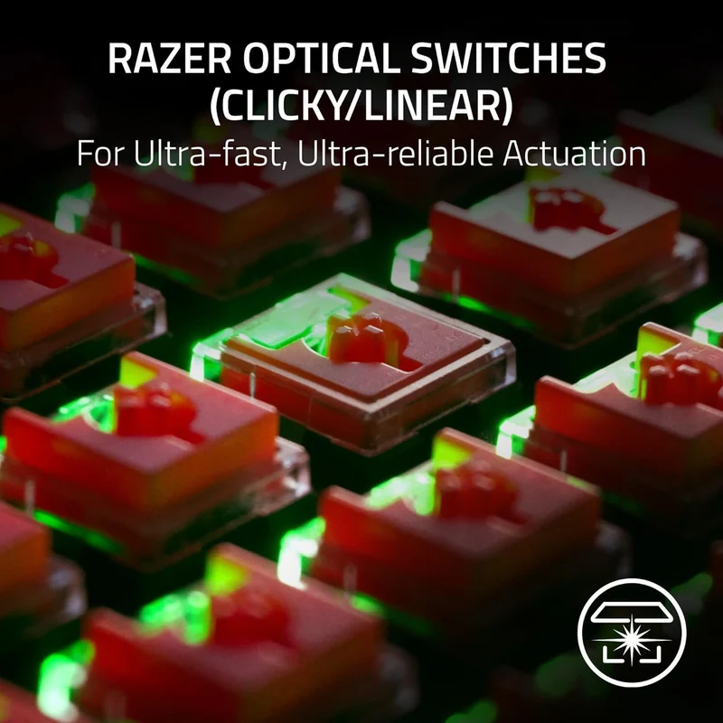 Razer DeathStalker V2 Gaming Keyboard: Low Profile Optical Switches Linear Red - Durable Coated Keycaps - Aluminum Top Plate - Multi Function Roller & Media Button - Chroma RGB - Snap Tap