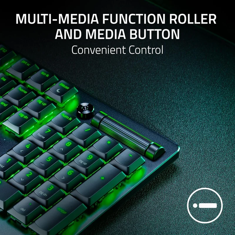 Razer DeathStalker V2 Gaming Keyboard: Low Profile Optical Switches Linear Red - Durable Coated Keycaps - Aluminum Top Plate - Multi Function Roller & Media Button - Chroma RGB - Snap Tap