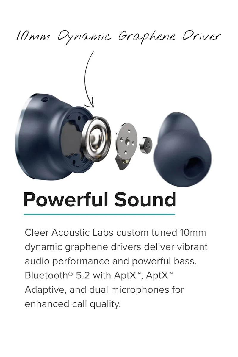 Cleer Audio Ally Plus II True Wireless Noise Cancelling Earbuds, Long Lasting 33 Hour Battery, Best Bluetooth Earbuds, Smart Controls Mobile App