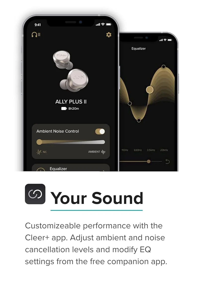 Cleer Audio Ally Plus II True Wireless Noise Cancelling Earbuds, Long Lasting 33 Hour Battery, Best Bluetooth Earbuds, Smart Controls Mobile App