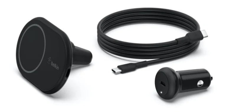 Belkin MagSafe-Compatible Magnetic Wireless Car Charger 10W - Wireless Charger, Magnetic Car Vent Phone Mount for iPhone 17, iPhone 16, 15, & 14 Series, Pixel 10 (Power Supply Included) - Black