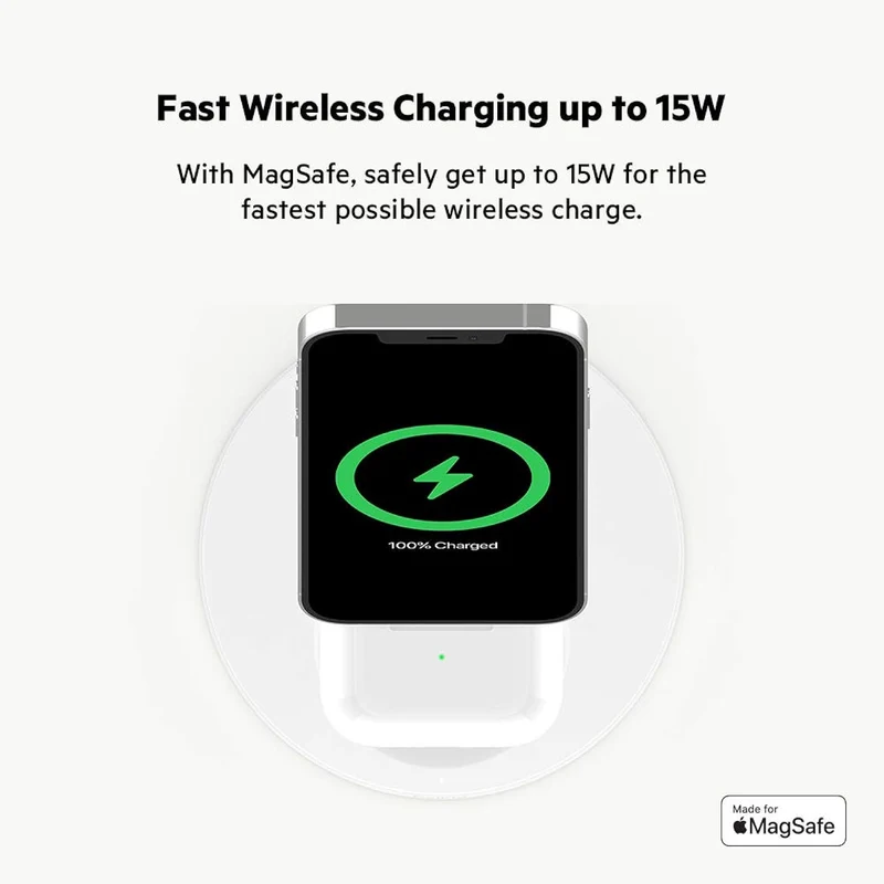 Belkin MagSafe 2-in-1 Wireless Charging Stand for Apple iPhone 16, iPhone 15, iPhone 14, & iPhone 13 Series & AirPods - MagSafe Fast Charging Station for Multiple Devices - Black