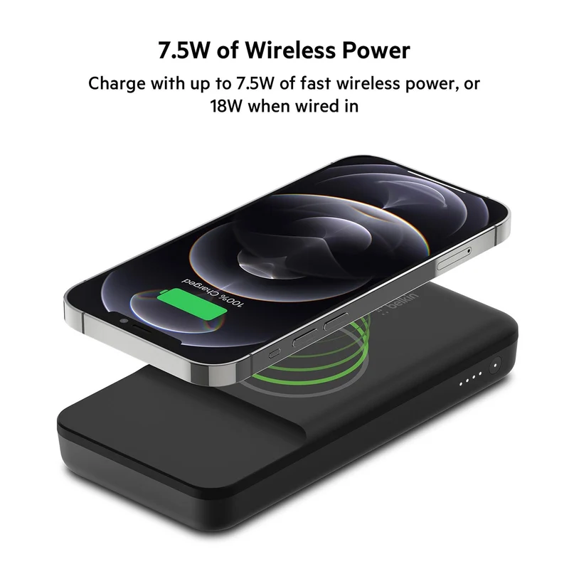 Belkin Portable Charger, Power Bank 10000 mAh - Magnetic USB-C 7.5W Fast Wireless Charger - MagSafe Charger Battery Pack - iPhone Charger - iPhone 17, Air, Pro, Pro Max, Google Pixel 10, etc. - Black