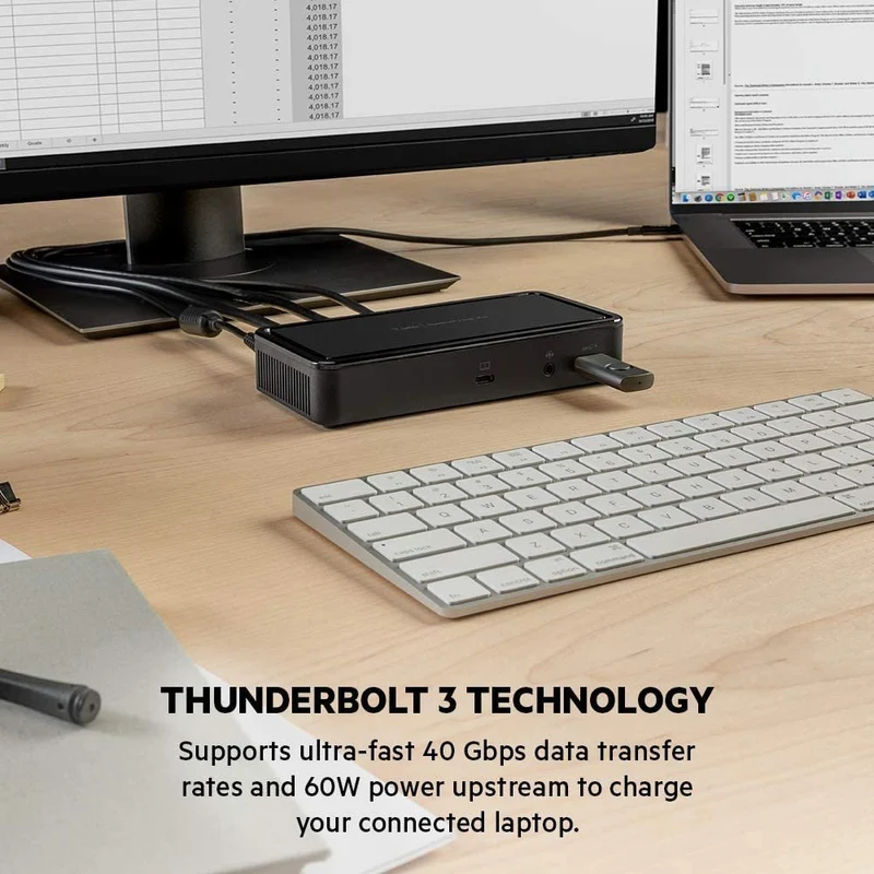 Belkin Thunderbolt Cable (Thunderbolt Dock for Mac and Windows) Dual 4K @60Hz, 40Gbps Transfer Speeds, 60W Upstream Charging