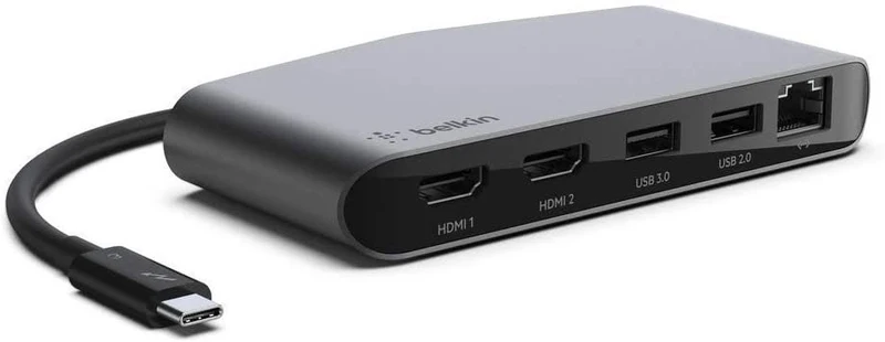 Belkin Thunderbolt Cable (Thunderbolt Dock for Mac and Windows) Dual 4K @60Hz, 40Gbps Transfer Speeds, 60W Upstream Charging
