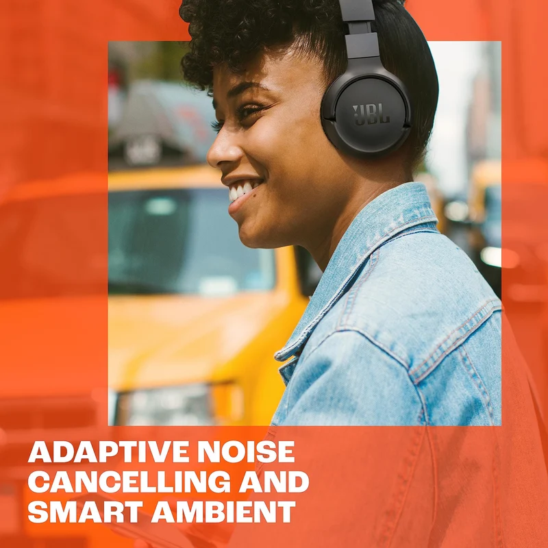 JBL Tune 670NC - Adaptive Noise Cancelling with Smart Ambient Wireless On-Ear Headphones, Up to 70H Battery Life with Speed Charge, Lightweight, Comfortable and Foldable Design (Black) (Renewed)