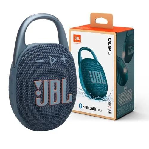 JBL Clip 5 - Ultra-PortaJBL Clip 5 - Ultra-Portable, Waterproof & Dustproof Bluetooth Speaker, Big Pro Sound with Punchy bass, Integrated Carabiner, Up to 12 Hours of Play, (Black) (Renewed)