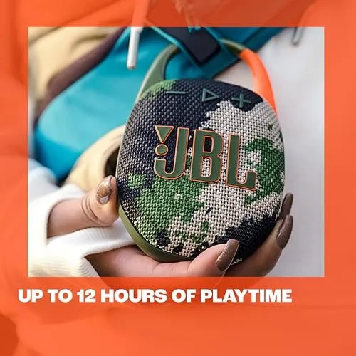 JBL Clip 5 - Ultra-PortaJBL Clip 5 - Ultra-Portable, Waterproof & Dustproof Bluetooth Speaker, Big Pro Sound with Punchy bass, Integrated Carabiner, Up to 12 Hours of Play, (Black) (Renewed)