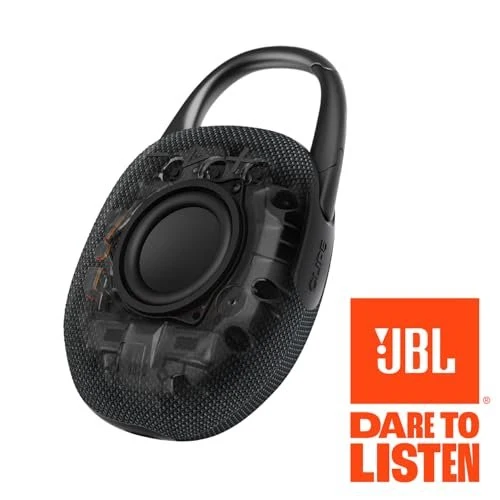 JBL Clip 5 - Ultra-PortaJBL Clip 5 - Ultra-Portable, Waterproof & Dustproof Bluetooth Speaker, Big Pro Sound with Punchy bass, Integrated Carabiner, Up to 12 Hours of Play, (Black) (Renewed)