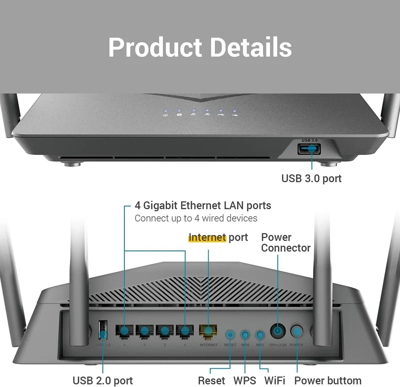 D-Link WiFi Router AC2600, Smart, Mesh (DIR-2640)