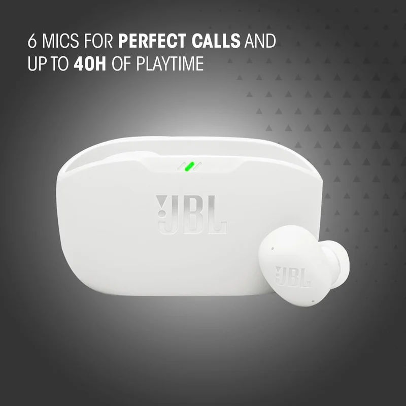 JBL Vibe Buds 2 - True Wireless Noise Cancelling Earbuds Pure Bass Sound & Smart Ambient Technology, 4mics for Crisp, Clear Calls, up to 40Hrs of Playback. (Renewed)