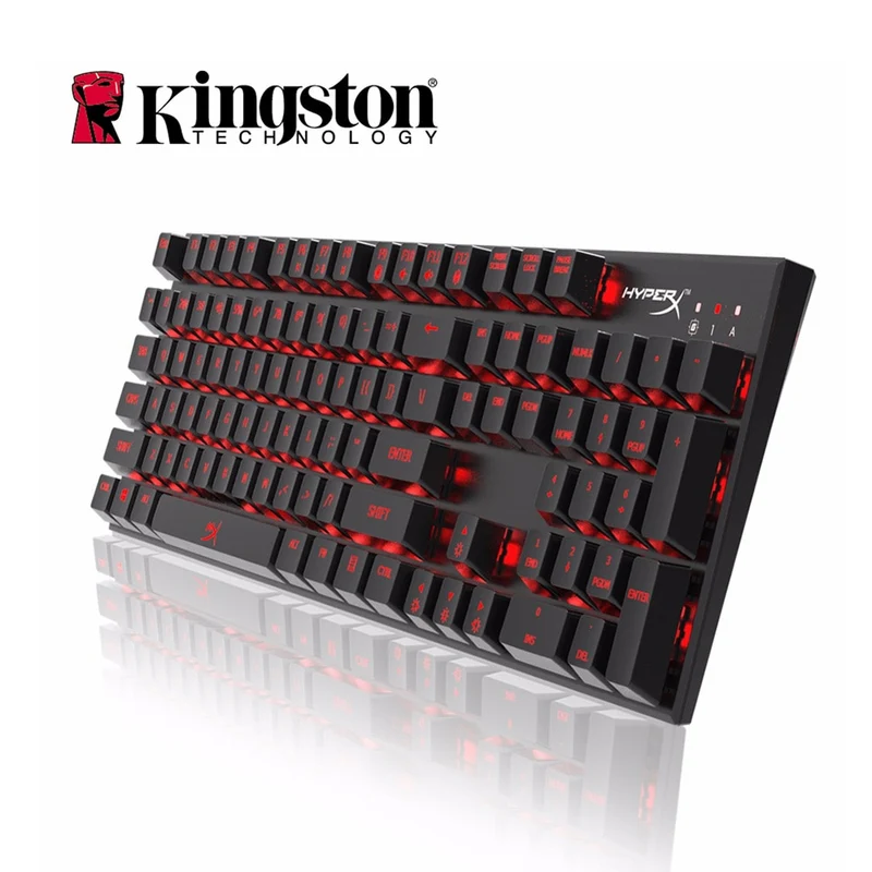 Kingston HyperX Keyboard Alloy FPS Mechanical Gaming Keyboard Blue Switches 104 Keycaps LED Backlight fingerboar Gamer for PC