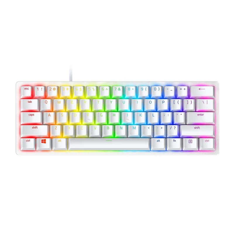 Razer Huntsman Mini 60% Gaming Keyboard: Clicky Optical Switches - Rapid Trigger Mode - Chroma RGB Lighting - PBT Keycaps - Onboard Memory - Snap Tap - White (Renewed)