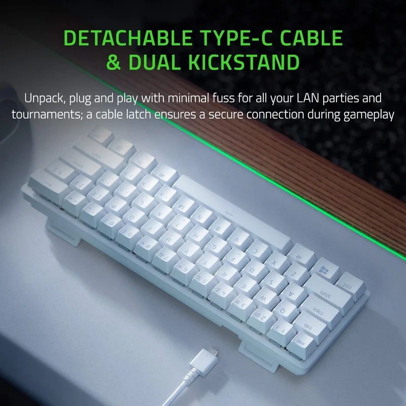 Razer Huntsman Mini 60% Gaming Keyboard: Clicky Optical Switches - Rapid Trigger Mode - Chroma RGB Lighting - PBT Keycaps - Onboard Memory - Snap Tap - White (Renewed)