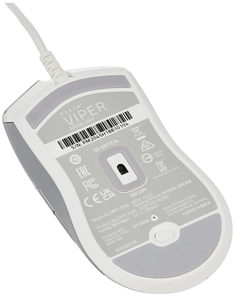 Razer Viper Ultralight Ambidextrous Wired Gaming Mouse: 2nd Generation Optical Mouse Switches 5G Optical Sensor - 71g Lightweight Design - Speedflex Cable - Mercury White