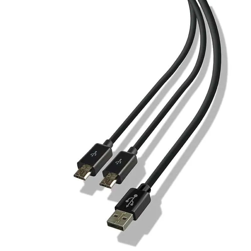 Cable Dual Play & Charge - Compatible avec les manettes PS4 - Noir